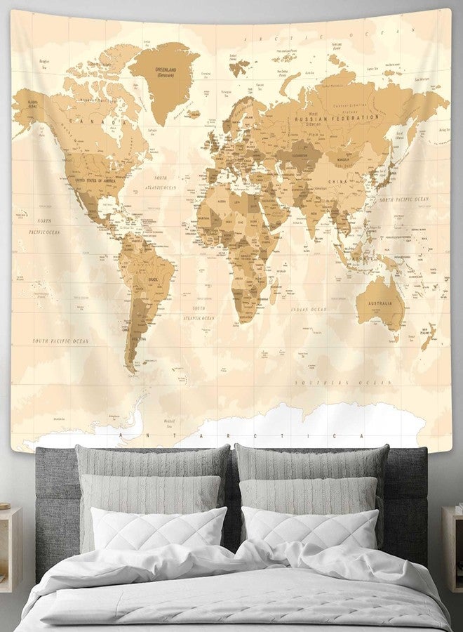 Drgilau Vintage Map Wall Hanging, Retro Maps Tapestry Old World Map Tapestry for Kids Student - Asia Europe America Africa Wall Decor, Maps of World Wall Arts for Bedroom Living Room 60X40 Inch - Image 1